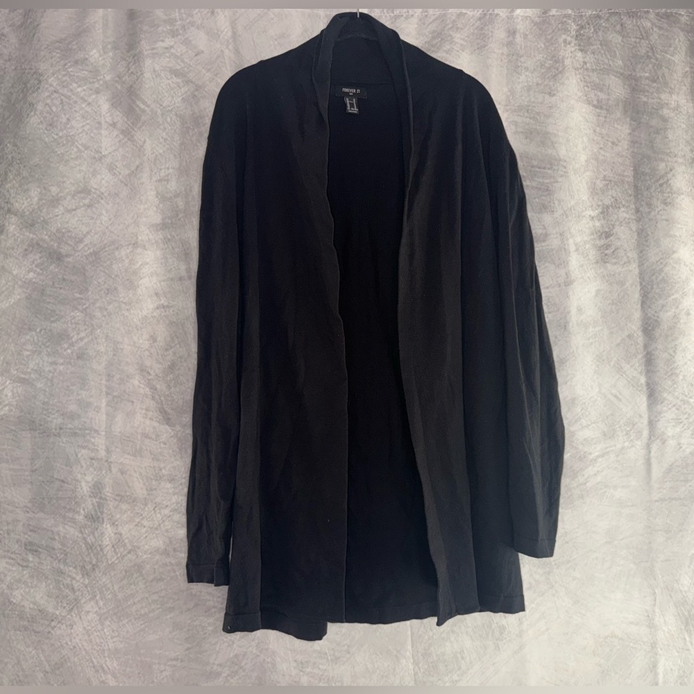 Black Open Front Cardigan